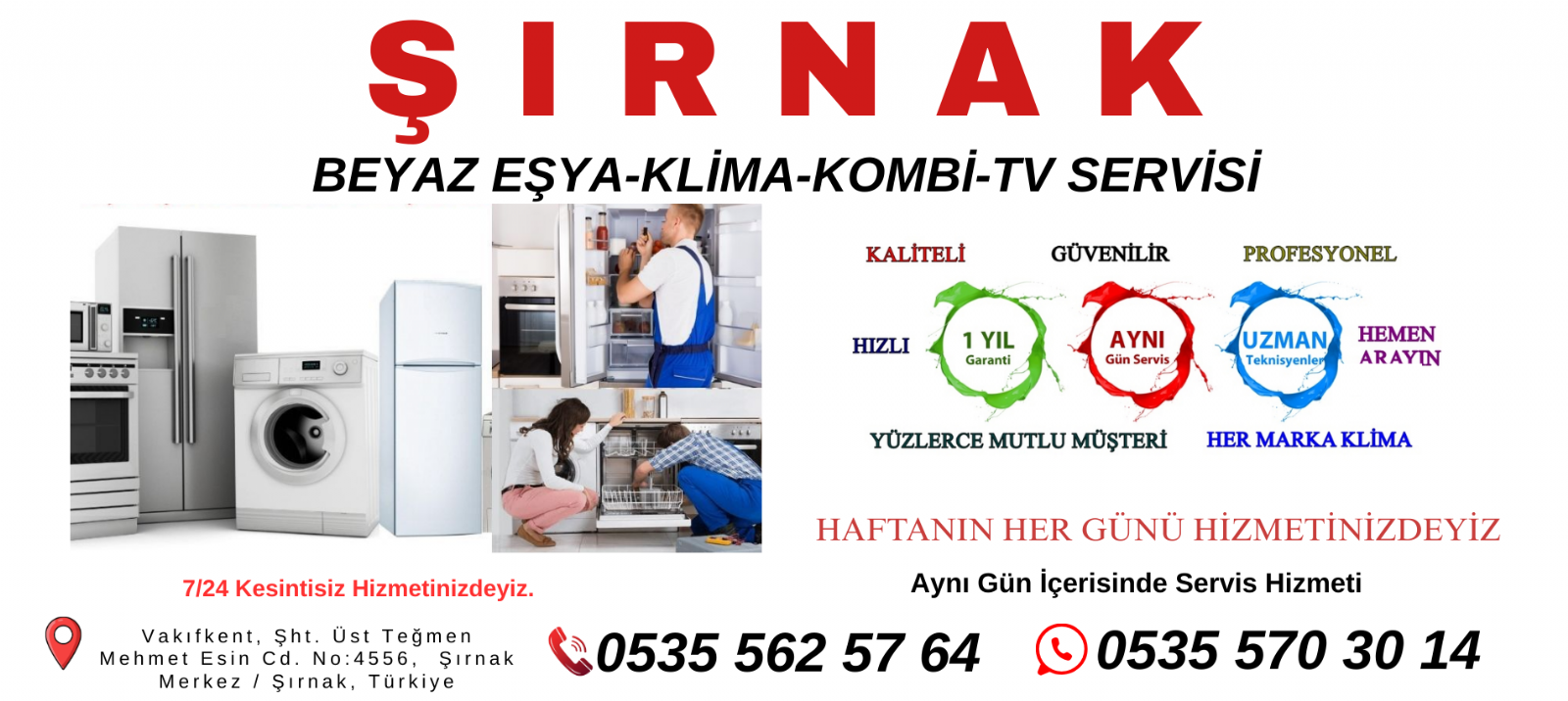 Şırnak Beyaz Eşya Servisi